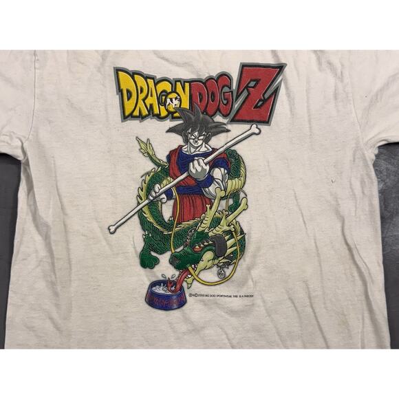 Vintage 2000 Big Dogs Dragon Ball Z Dragon Dogs Parody Shirt Sz 12/14 Goku White - Picture 2 of 7